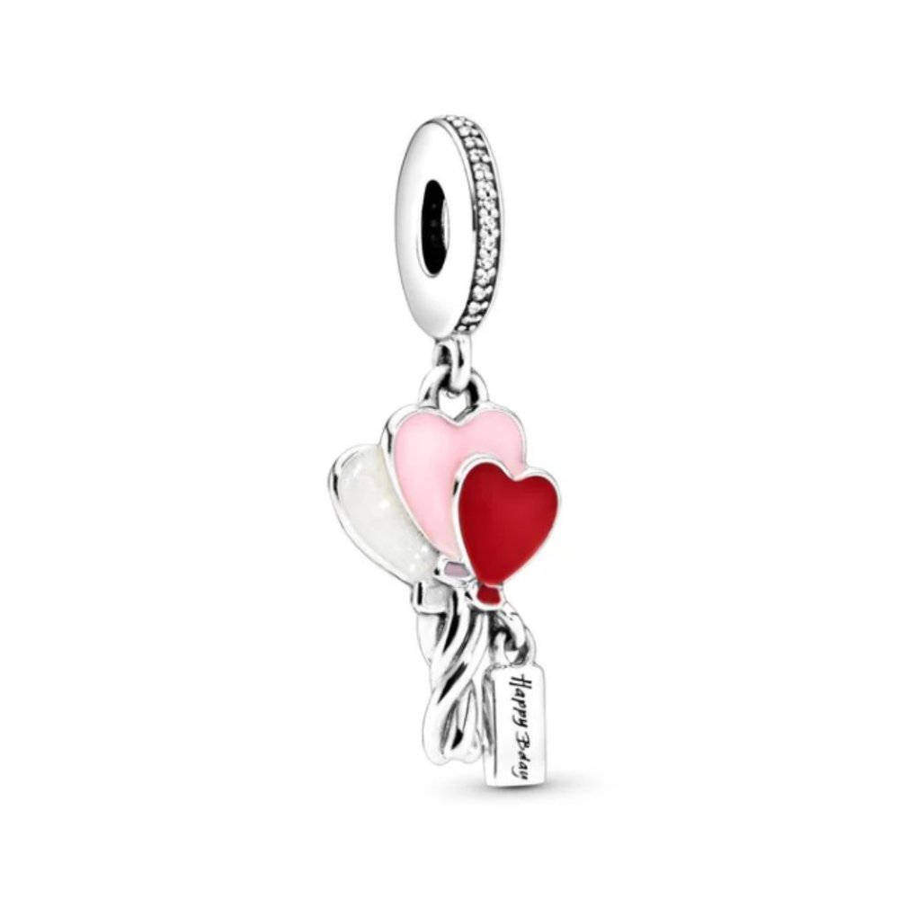 Happy Bday Balloon Dangle Bracelet Charm - S925 Sterling Silver Fits Pandora